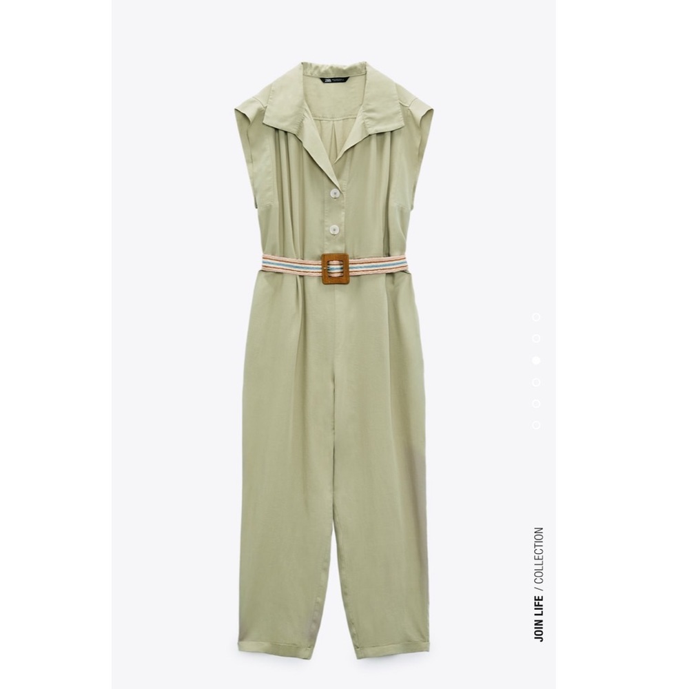 ZARA NEW BELTED JUMPSUIT KHAKI SIZE XL
